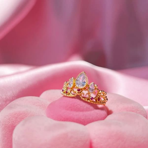 Rapunzel Krone Ringer Prinsesse Ring GUL Gold