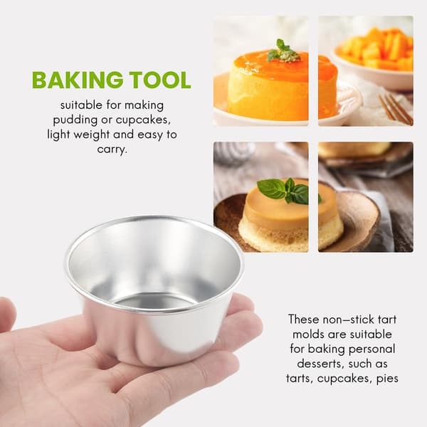 10 stk. puddingkopp, minikake, kjeks, puddingform, rund eggetertform, bakeverktøy silver