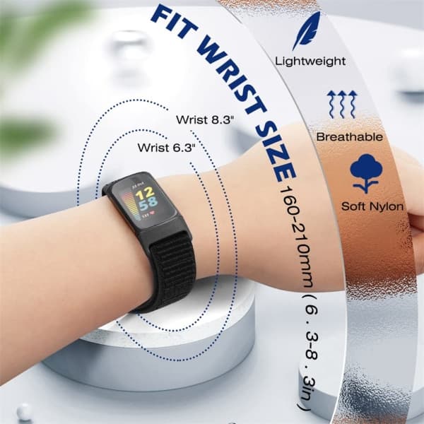 Reserve Sport Loop Watch Rem til Fitbit Charge 5 Nylon Silver