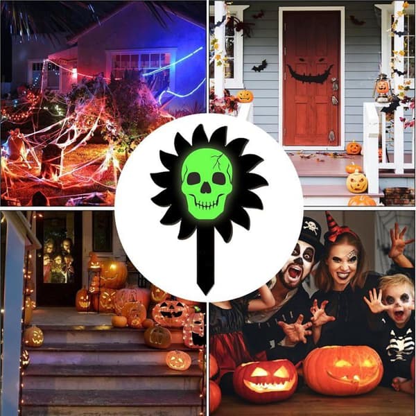 pc Halloween Stakes Trädgårdsskyltar Lysande Skelettdekorationer