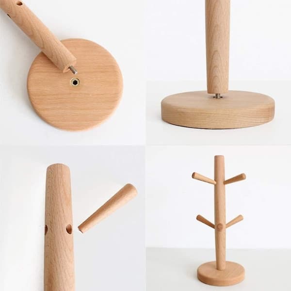 Koppholder i tre, rommer 6 kopper, Koppstativ Koppstativ, Høyde: Ca. 31 cm