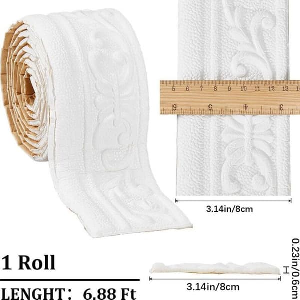 3D Självhäftande flexibel skumlist - Vit 2,3 m x 8 cm