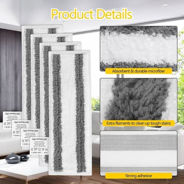 For Karcher Easyfix SC2 SC3 SC4 SC5 dampvaskere: Moppekluter for Karcher Easyfix SC-serien (grå stripe - 4 stk)