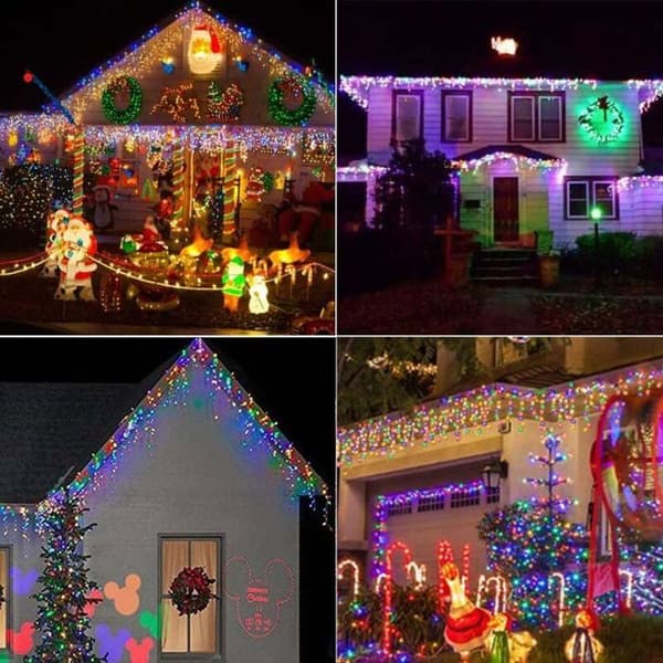 Gardinlys, 10.7M 360 LED Utendørs Julelys, 8 Moduser IP44 Vanntette LED Julelys for Balkong