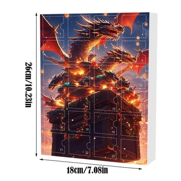 Drage-tema julekalender, 24-dages julekalender med festlige ornamenter, samleobjekt jule C C