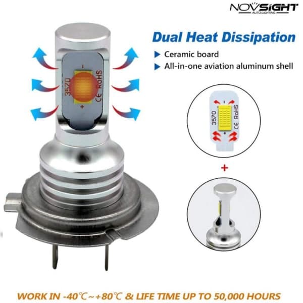 2 stk H7 LED-biloppgraderingslamper DRL H4-frontlykter