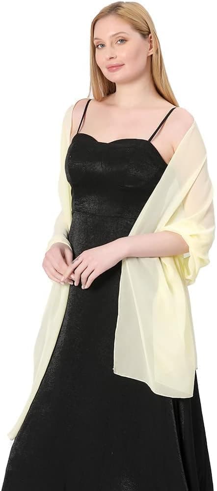 Tynde, bløde chiffon sjaler og wraps til kvinder, lette brudekjoler til fest, sjal til bruden (beige)