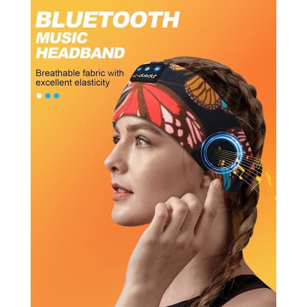 Sovehodetelefoner hodebånd Bluetooth 5.4, trådløst hodebånd med USB-C-ladeport, sovemaske
