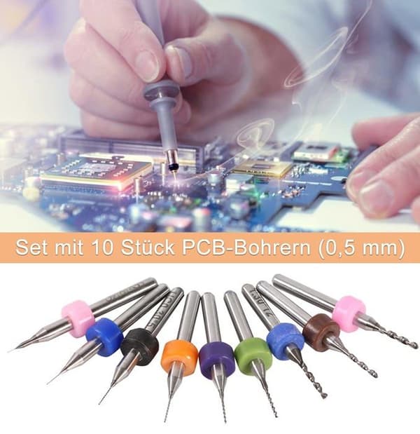 10 stk. mikrospiralbor til PCB-præcisionsprintplader 0,5 mm boretilbehør (0,5 mm)