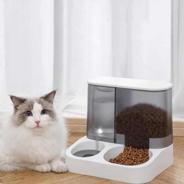 Mat- og vanndispenser for katt og hund