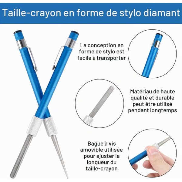 Slibepen, 2 stk. bærbare diamantslibere bruges til takkede knive, sakse, nem at bære