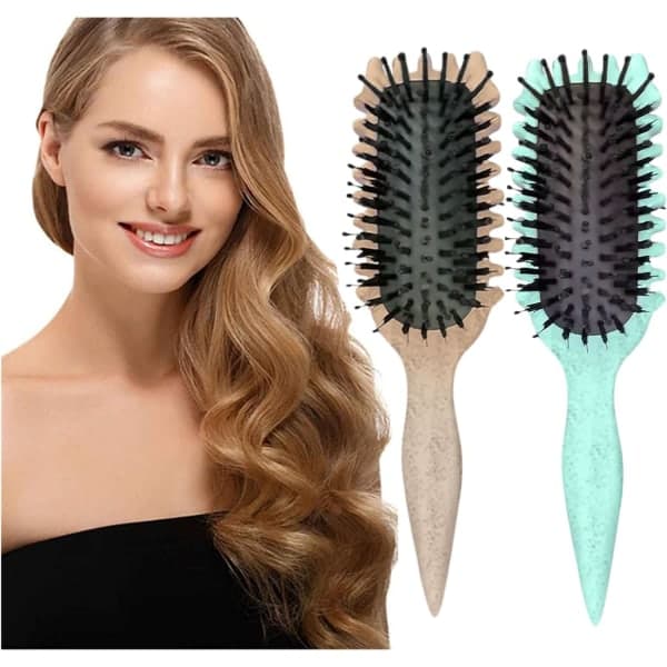 Bounce Curl Brush, Define Styling Brush, Krøllet Hårbørste, Hårstylingbørste til at Afvikle, Forme og Definere Krøller til Kvinder Piger Mindre Træk - Grøn