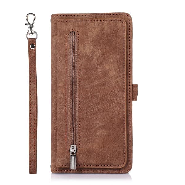 Læder telefoncover med flere kortpladser til iPhone 15 Pro Max Brun Brown