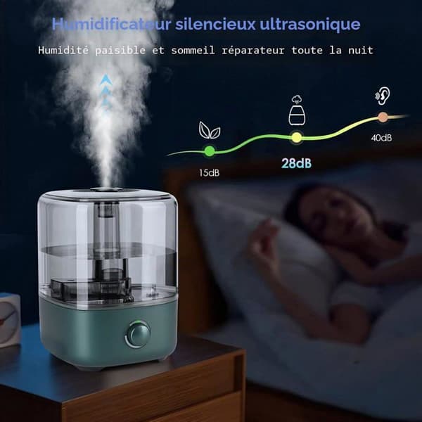 Luftfuktare för sovrum, 5L, ultraljud, tyst, med 360° roterande munstycke, ökar luftfuktigheten