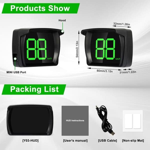 Smart GPS HUD Speedometer, KM/T GPS Digital Speedometer, 360° LED Digital Hastighedsindikator, til Cykler