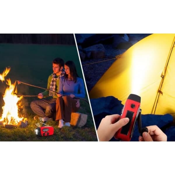 1. Håndsvingradio + 1. Gratis Nød-tæppe Powerbank 2000mAh, Solceller, Sort