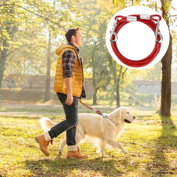 pc 5m hundesnor, 6mm, bidesikker bindekabel til små, mellemstore og store hunde (rød, 5m)