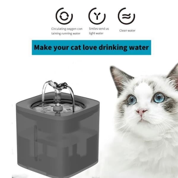 2L vannfountain for katter og hunder - Lydløs sprutvanndispenser