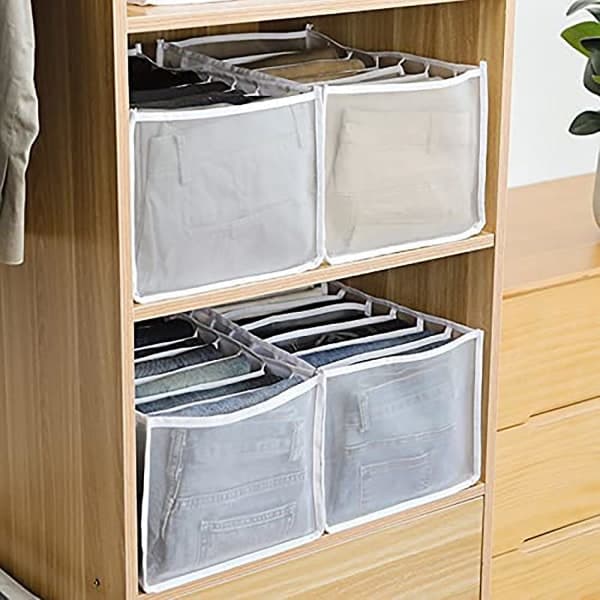 2 stk 7-Ruters Vaskbare Garderobe Klær Organizer Jeans