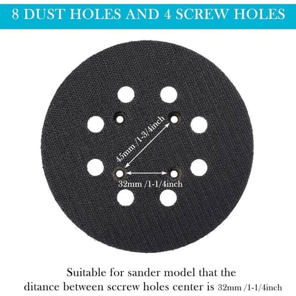 2 stk. 125 mm erstatningspute for eksentersliper med 8 hull, borrelås slipeunderlag (blå) - sliper