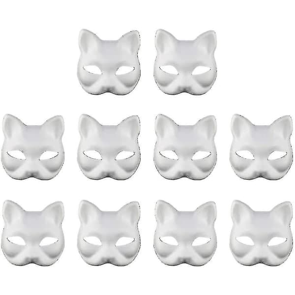 10 stk. Ansigtsmasker Blanke Maske Til Grade DIY Ing Maskerade (Kat)