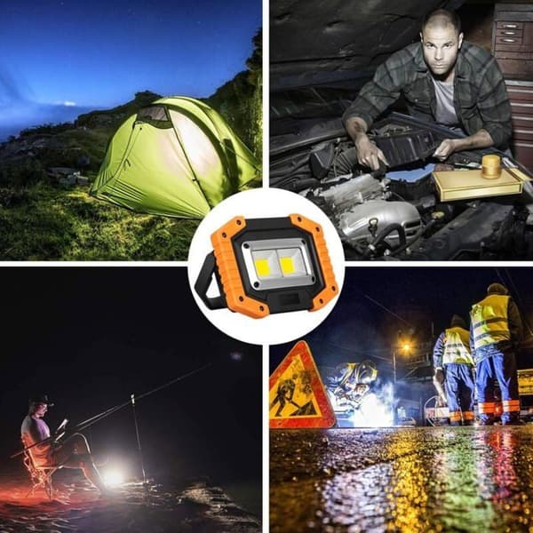 2 LED arbeidslys, USB oppladbart 30W 2000LM arbeidslys - Utendørsbelysning med 4 18650 batterier, IP65 Camping