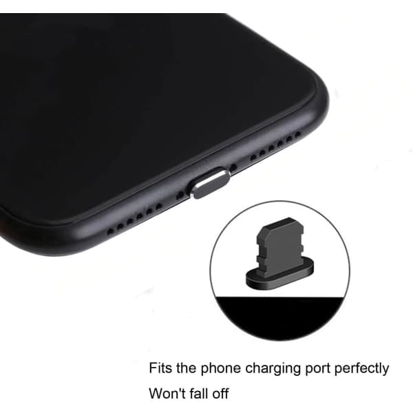 6 støvpropper til iPhone 14 Pro Max (sort)