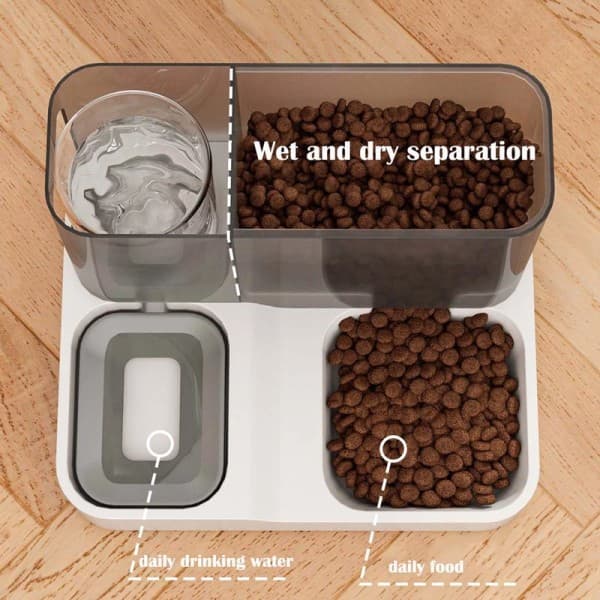 Mat- og vanndispenser for katt og hund