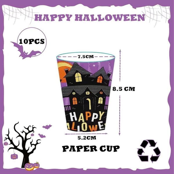 16 stk Halloween engangspapirkopper, engangskopper for kaffe, te, varme og kalde drikker, Halloween festutstyr