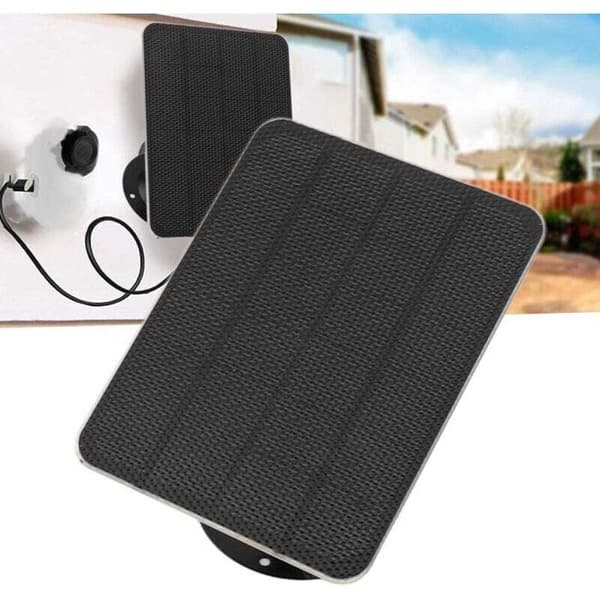 5W solpanel med väggfäste och 3m kabel för säkerhetskamera – svart