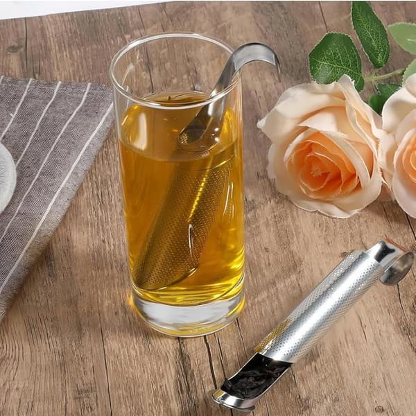 2-delt løs te-infuser-sett - Finmasket tebar, te-infuser i rustfritt stål, melbørste