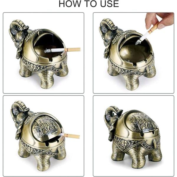Askkopp, Askkopp med lock, vindtät elefant (brons)