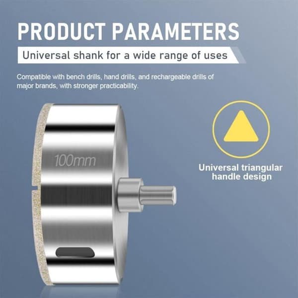 100 mm Diamant Hulsav med Centreringsguide Borebit, Diamant Kerne Borebit til Glas, Fliser, Keramik, Marmor, Granit, Sav