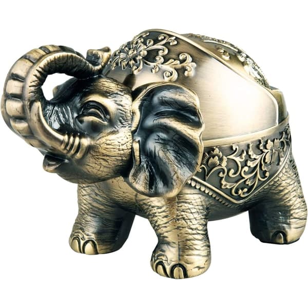 Askkopp, Askkopp med lock, vindtät elefant (brons)