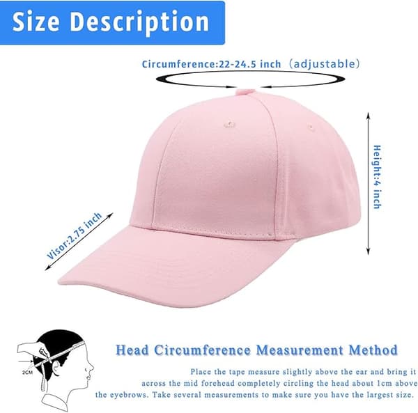 Baseballcaps for menn kvinner - 100 % bomull, rosa
