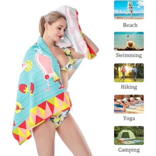 Oversized mikrofiber badehåndklæde til badning, mænd kvinder, hurtigtørrende håndklæde, strandhåndklæde mod sand