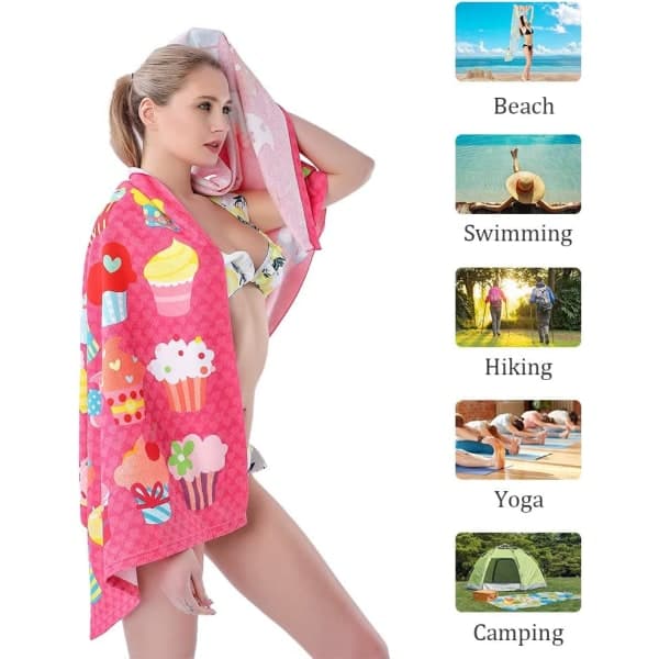 Oversized mikrofiber badehåndklæde til badning, mænd kvinder, hurtigtørrende håndklæde, strandhåndklæde mod sand