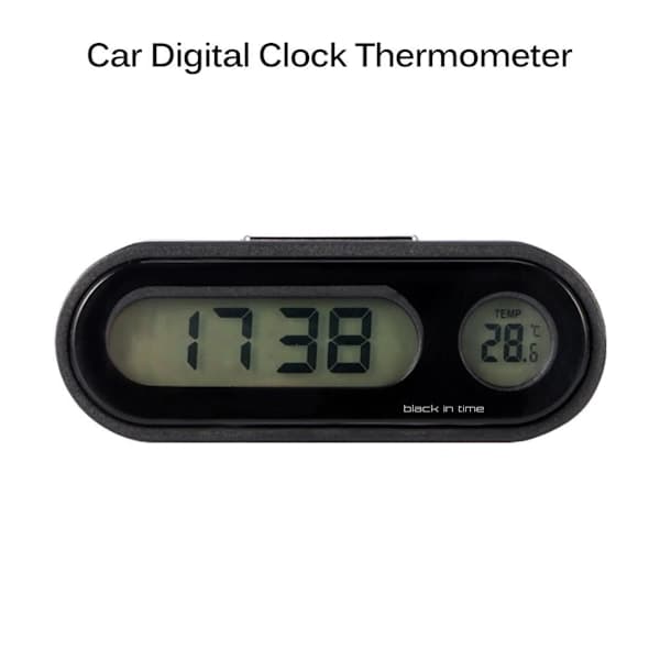 Bil Mini 2 i 1 Clip On Digitalt Ur Termometer med LCD Skærm Biltilbehør