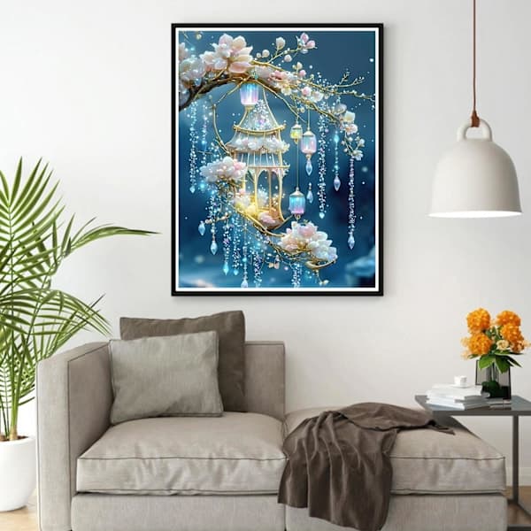 30 x 40 cm, Vindklocka Diamantmålning Broderi Diamantmålning