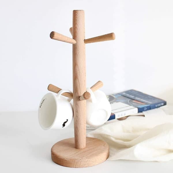 Koppholder i tre, rommer 6 kopper, Koppstativ Koppstativ, Høyde: Ca. 31 cm