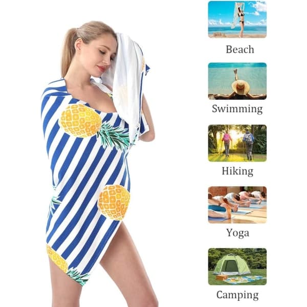 Oversized mikrofiber badehåndklæde til badning, mænd kvinder, hurtigtørrende håndklæde, strandhåndklæde mod sand