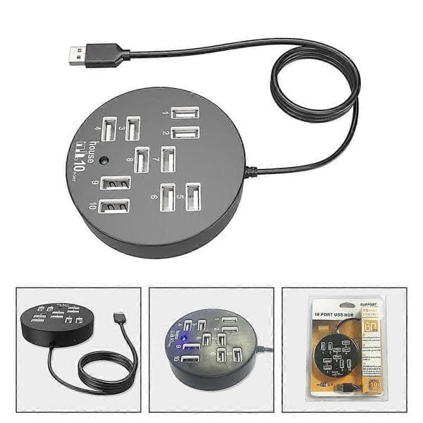 USB-splitter med flere porter USB-hub USB-adapter USB-portutvider for bærbar PC Svart 16x3 cm