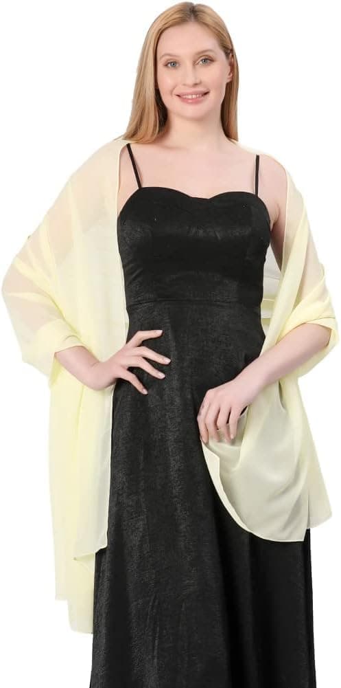 Tynde, bløde chiffon sjaler og wraps til kvinder, lette brudekjoler til fest, sjal til bruden (beige)
