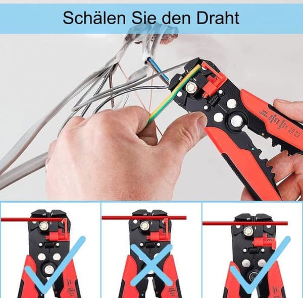 Trådstripper, Automatisk Trådstripper, Stripper, Kutter, Krymper 3 i 1, Rød