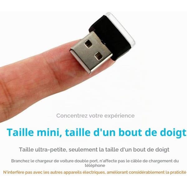 5 USB omgivelseslys, LED bilinteriørlys, interiørbelysning, bilinteriørlys - blå