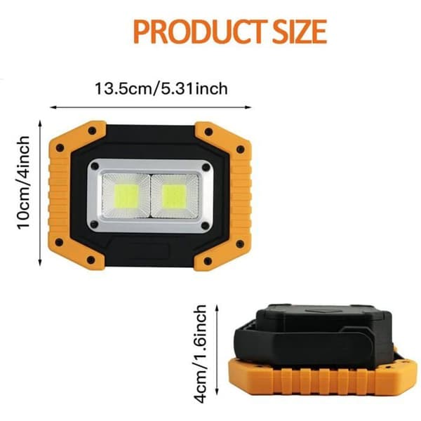 2 LED arbeidslys, USB oppladbart 30W 2000LM arbeidslys - Utendørsbelysning med 4 18650 batterier, IP65 Camping