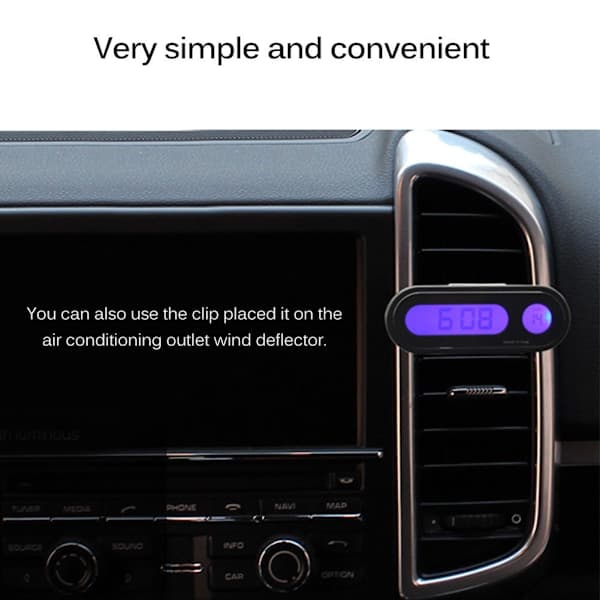 Bil Mini 2 i 1 Clip On Digitalt Ur Termometer med LCD Skærm Biltilbehør