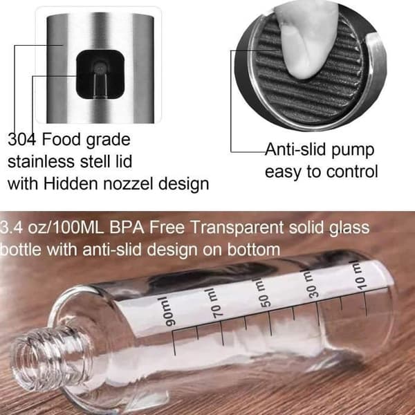 Oliesprøjte, 2 stk. 100 ML Olivenolie Eddike Sprøjtedispenser med Børste og Tragt til Opbevaring