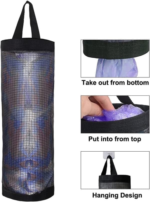 Plastpåsehållare 2-pack Nät Hängande Förvaringsdispenser (Gul 2-pack)