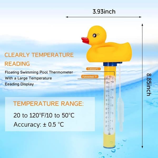 Pooltermometer, 1 flydende ande-tema termometer - Flydende termometer til pools og akvarier, indendørs og udendørs